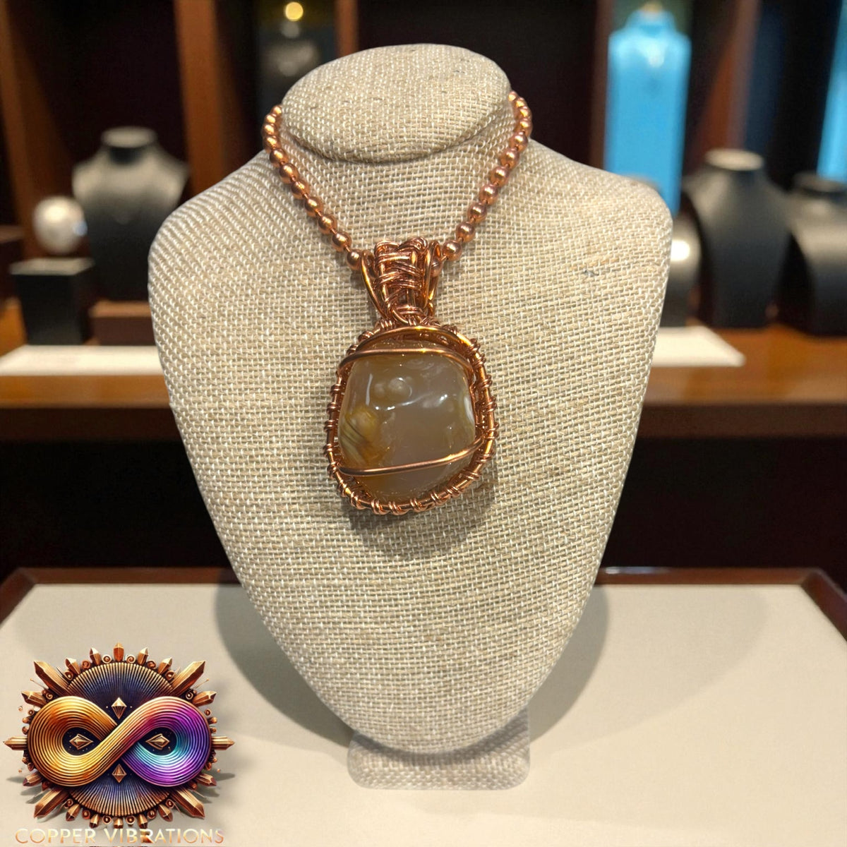 Botswana Agate Creativity Weave 24” Copper Necklace