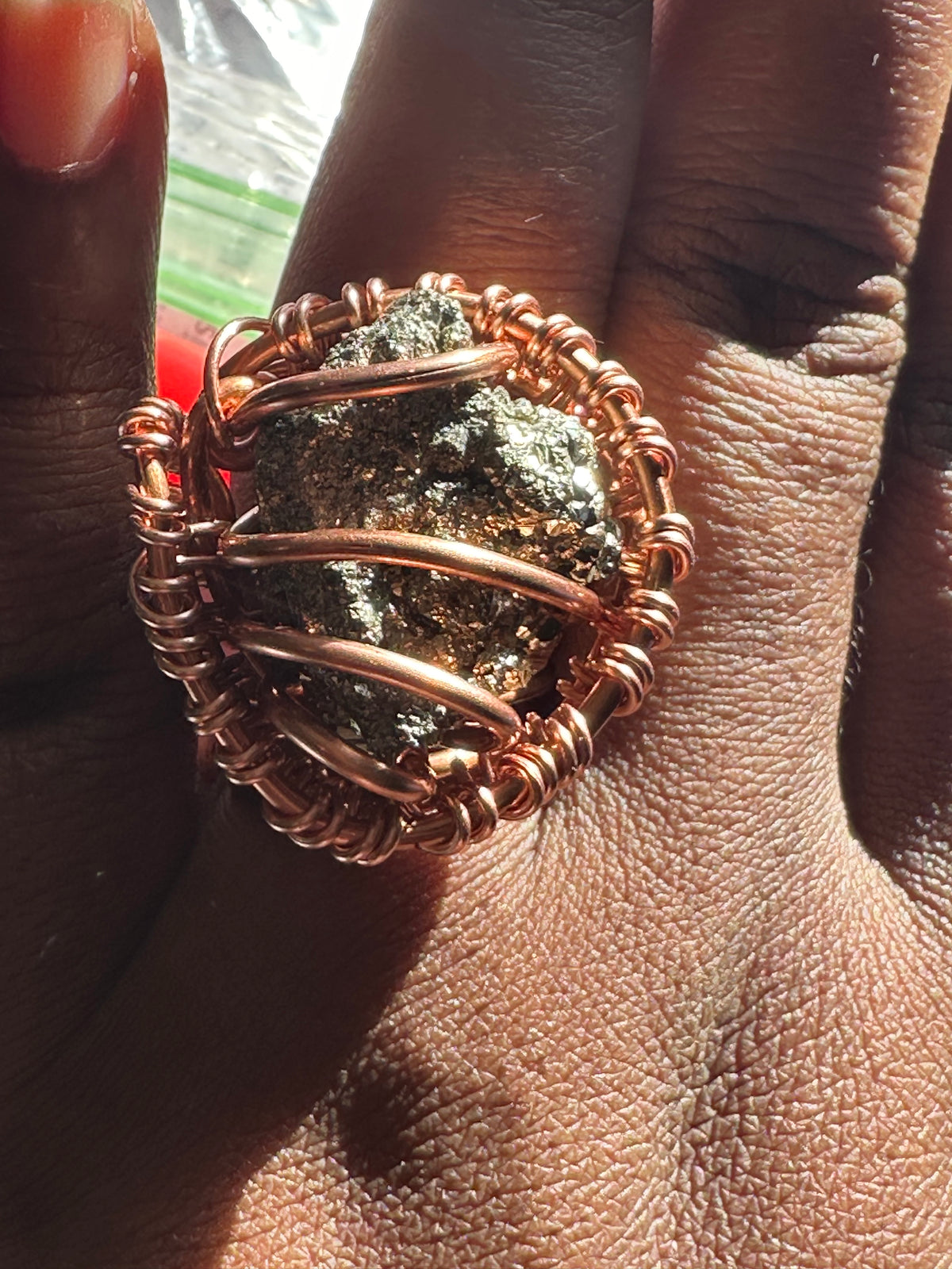 Gemstone Creativity Weave Copper Rings