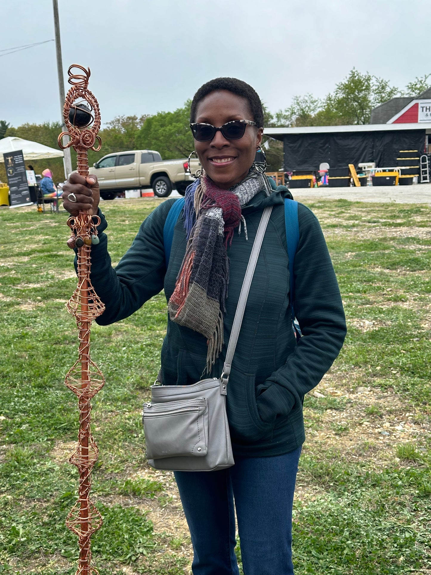 5ft Copper Ankh Sage Holder Staff