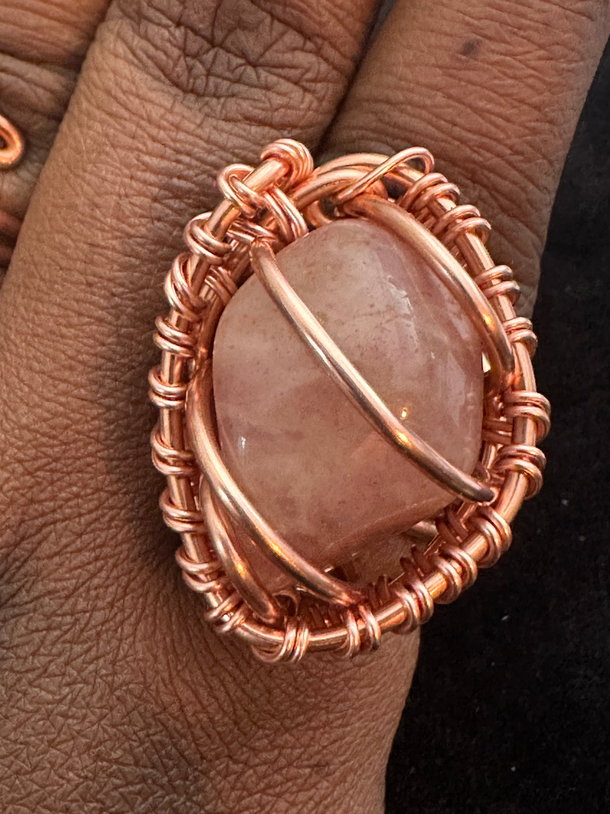Gemstone Creativity Weave Copper Rings