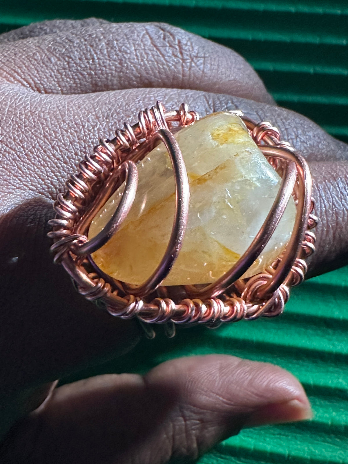 Gemstone Creativity Weave Copper Rings
