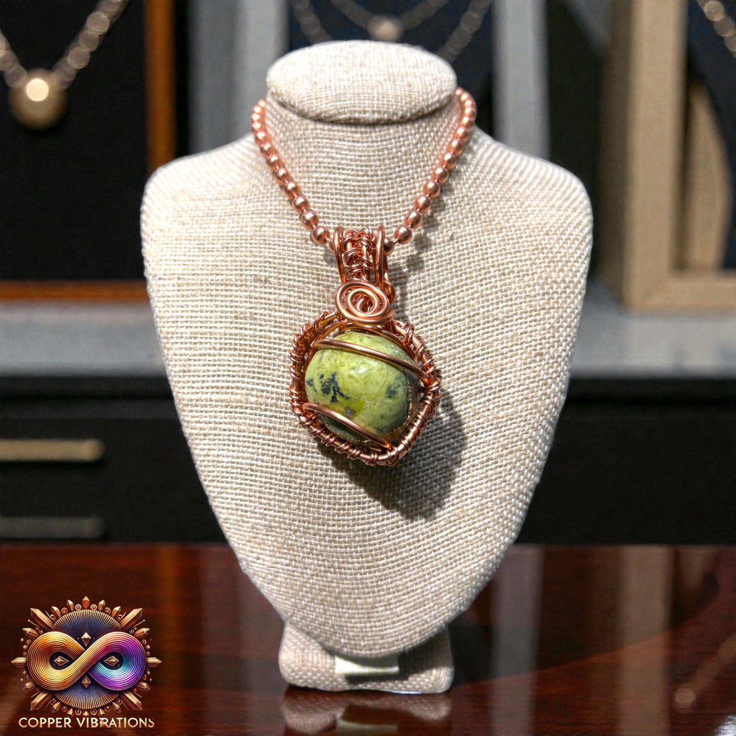 Serpentine 24” Copper Necklace