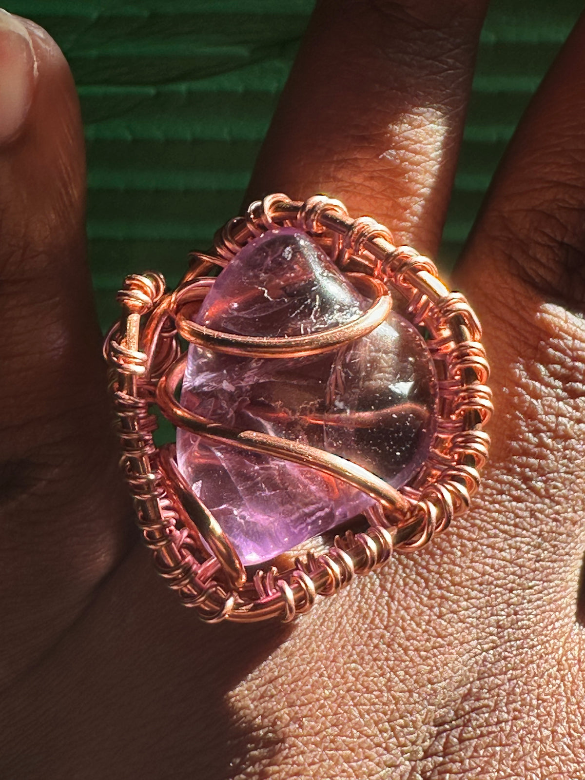 Gemstone Creativity Weave Copper Rings