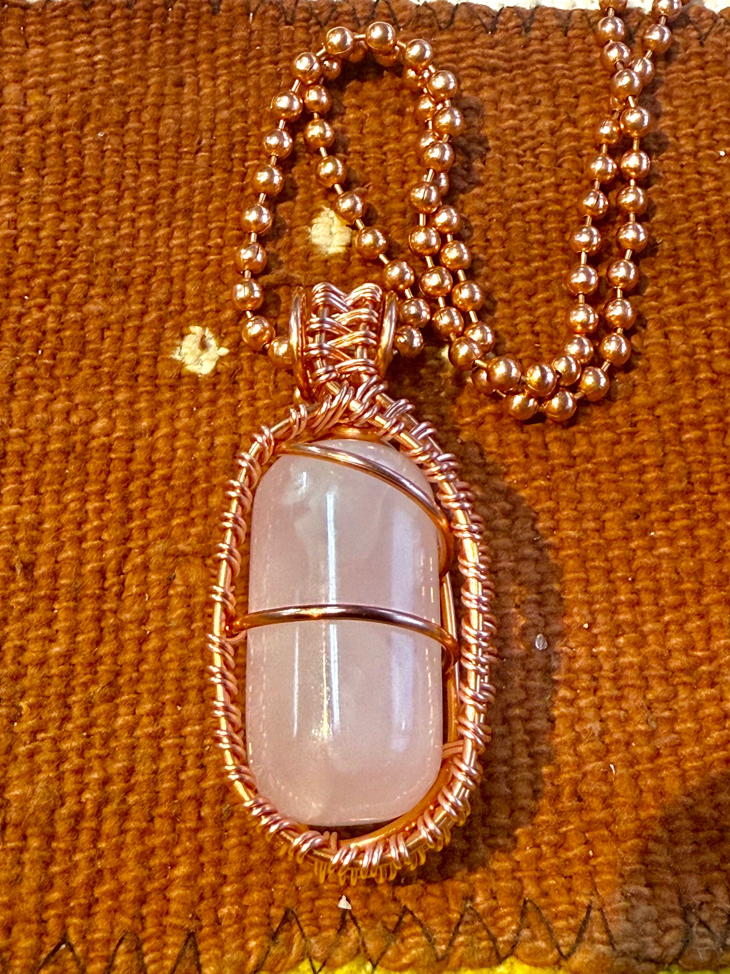 Pink Mangano Calcite Capsule Necklace