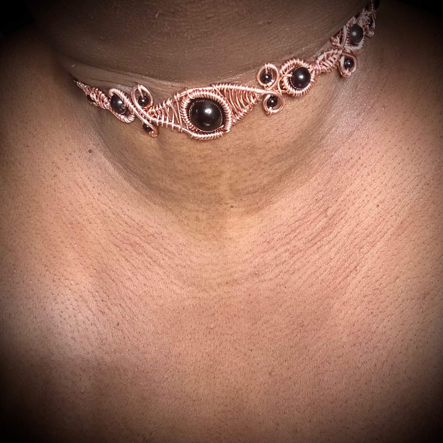 Copper Gemstone Bead Choker