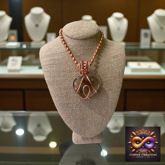 Smokey Quartz Heart 24” Copper  Necklace