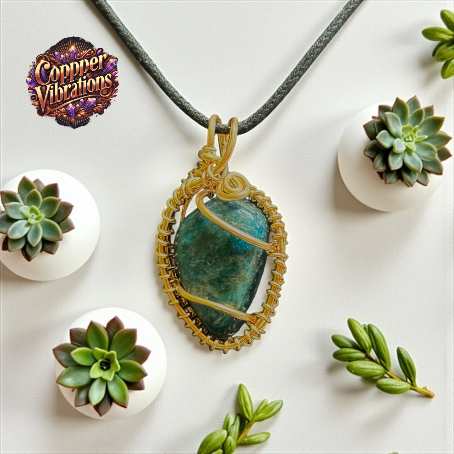 14K Gold-Filled Blue Apatite Pendant