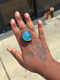 Chunky Aqua Aura Quartz Copper Ring
