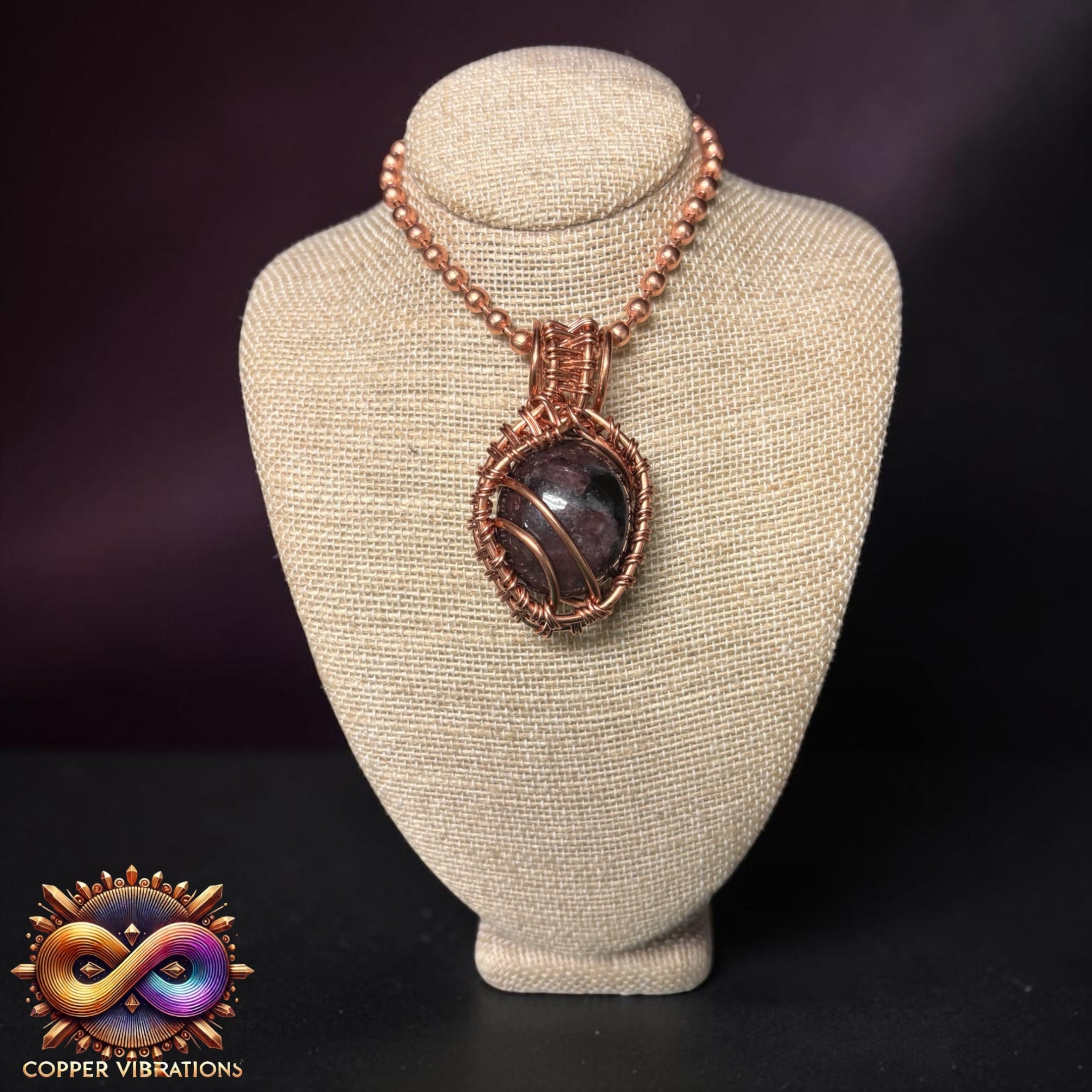 Astrophyllite Creativity Weave 24” Copper Necklace