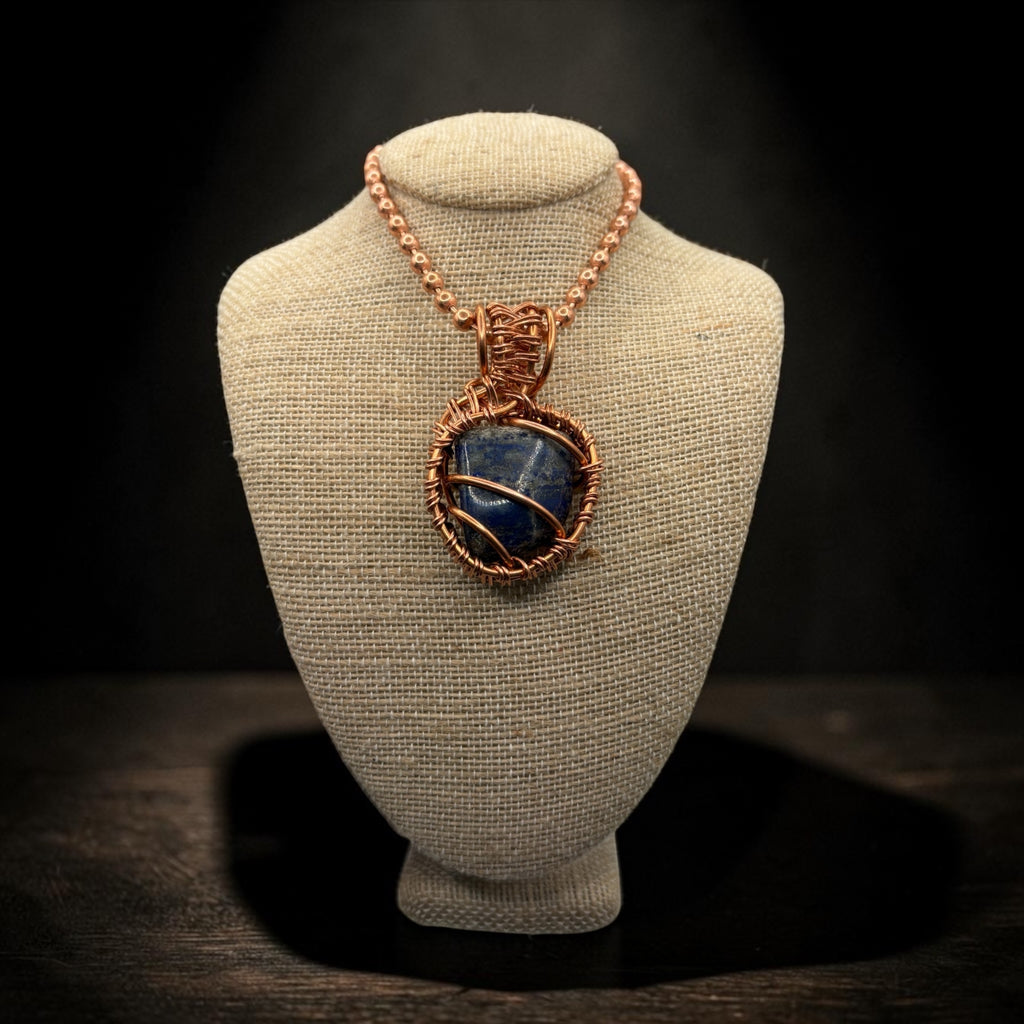 Lapis Lazuli Creativity Weave 24” Copper Necklace