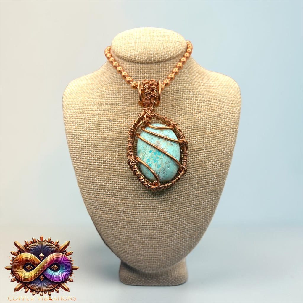 Turquoise 24” Creativity Weave Copper Necklace