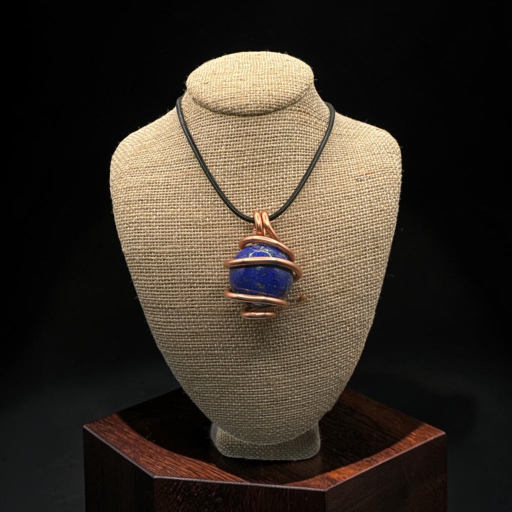 Thick Gauge Copper Wrappped Gemstone Sphere Necklaces