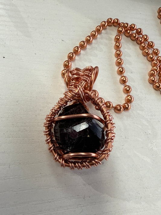 Garnet 24” Copper Necklace