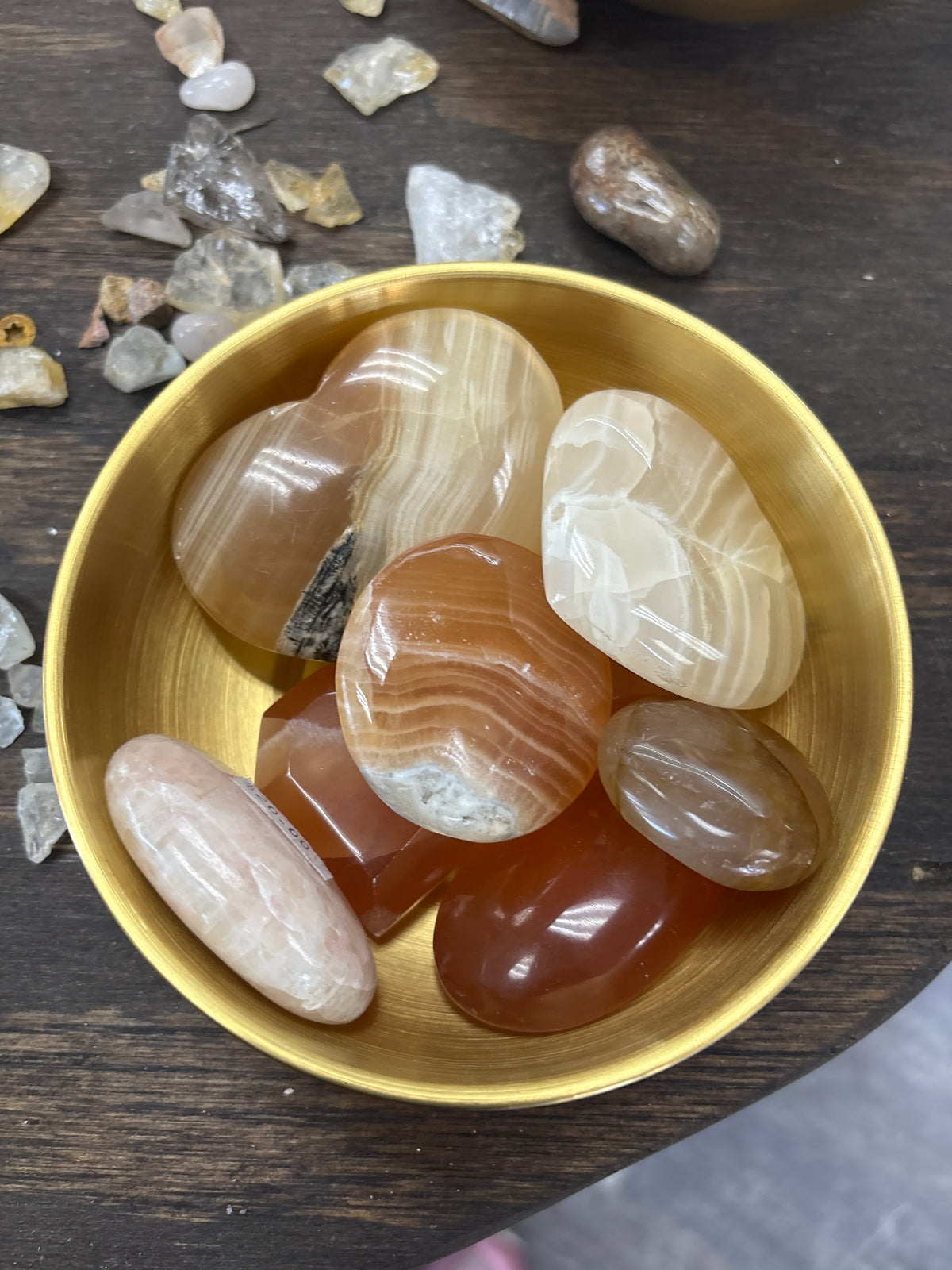 Honey Calcite Palm Stone
