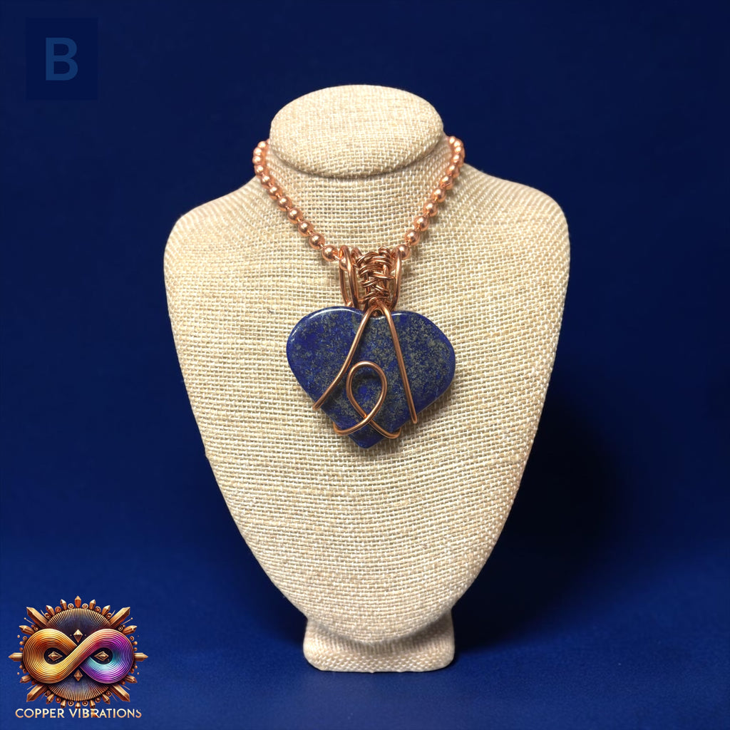 Large Lapis Lazuli 24” Copper Heart Necklace