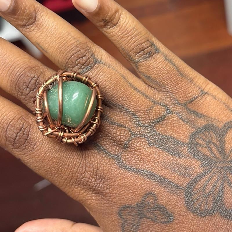 Gemstone Creativity Weave Copper Rings