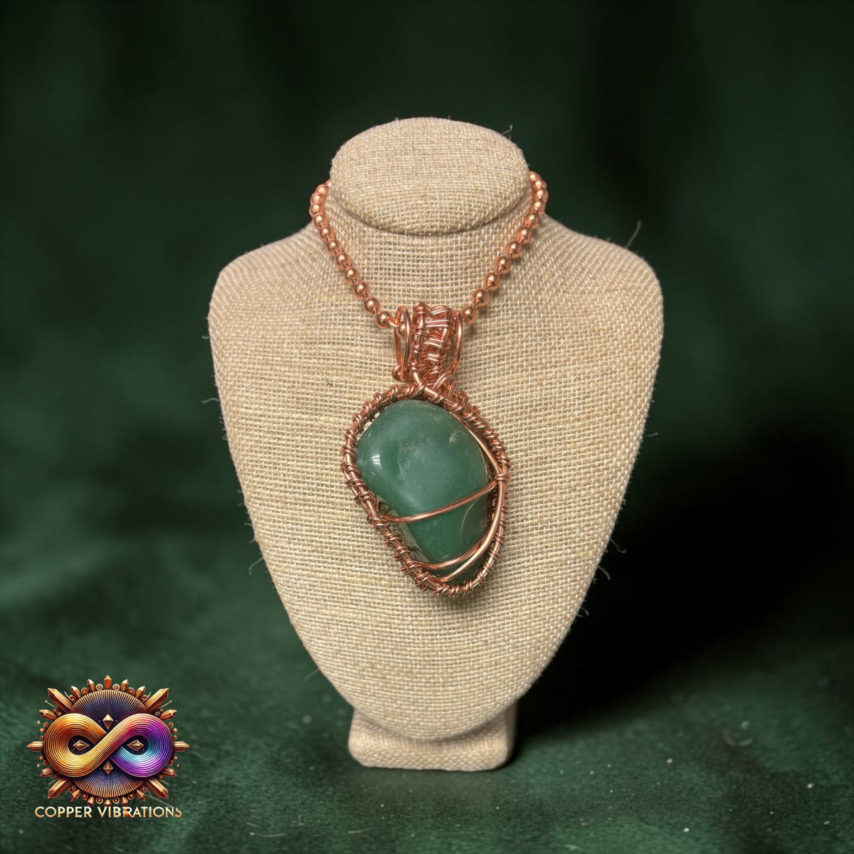 Green Aventurine Creativity Weave 24” Copper Necklace