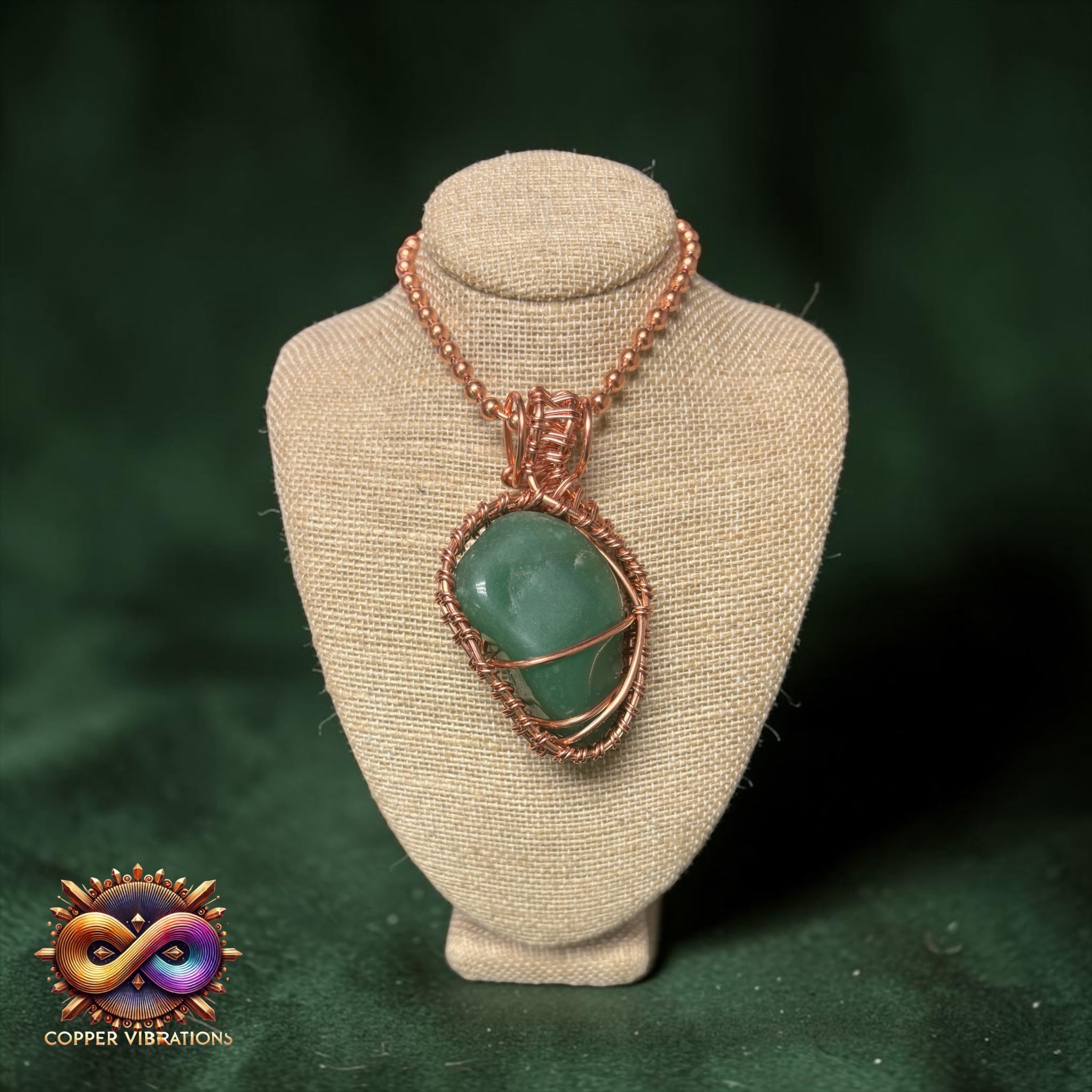 Green Aventurine Creativity Weave 24” Copper Necklace