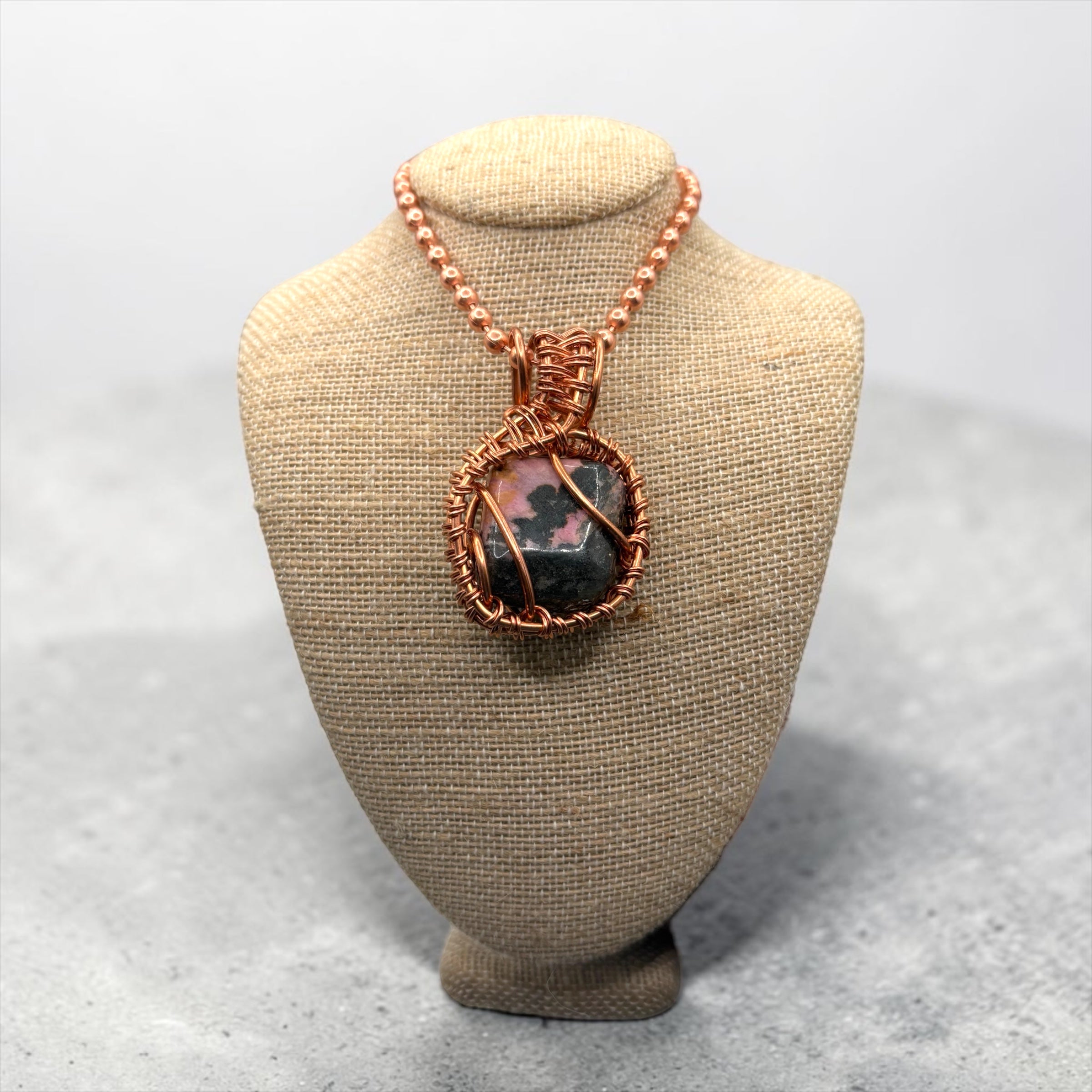 Rhodonite 24” Copper Necklace