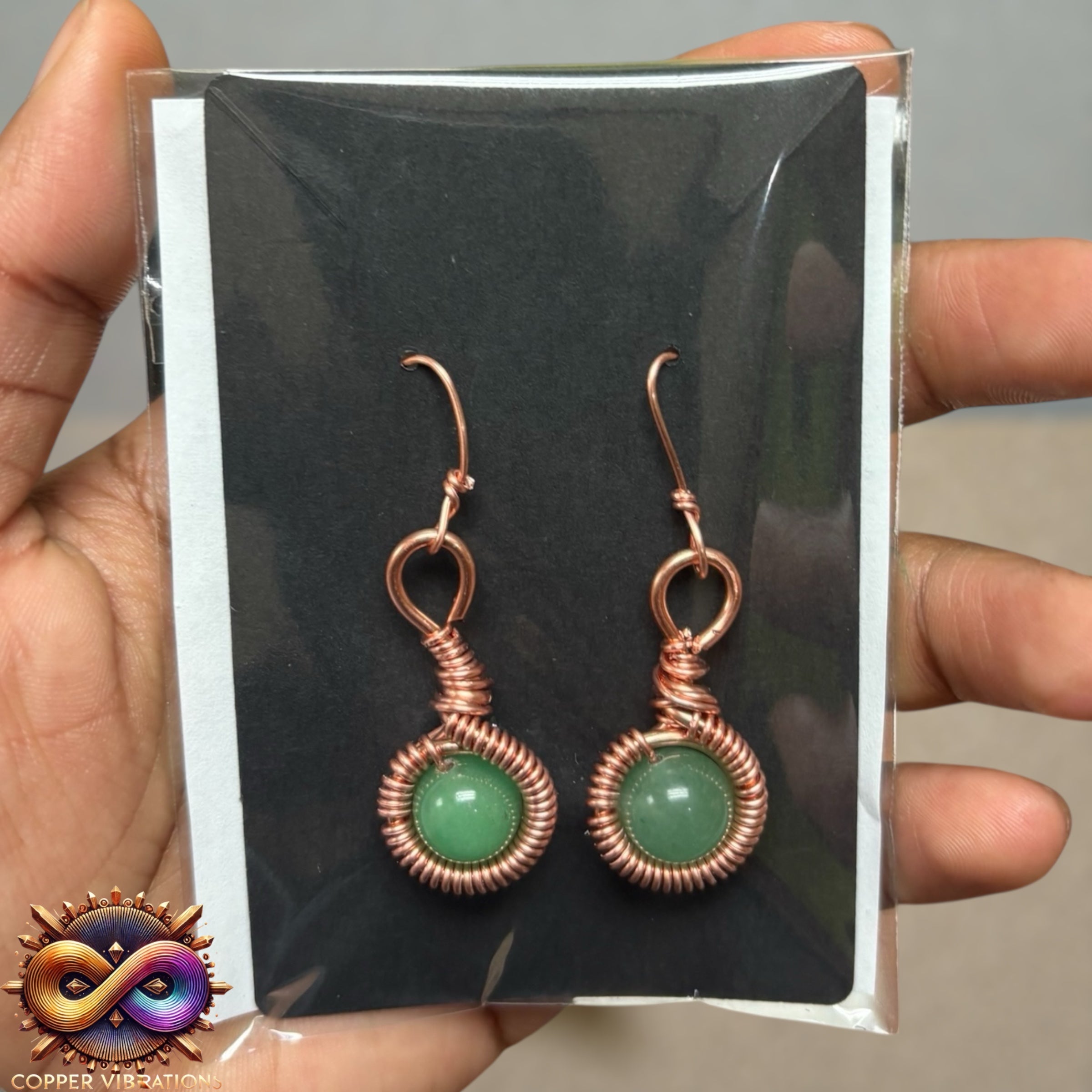 Green Aventurine CQ Copper Earrings