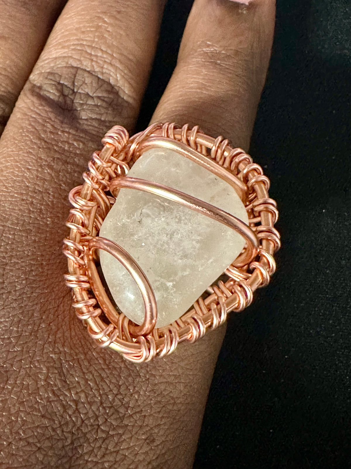 Gemstone Creativity Weave Copper Rings