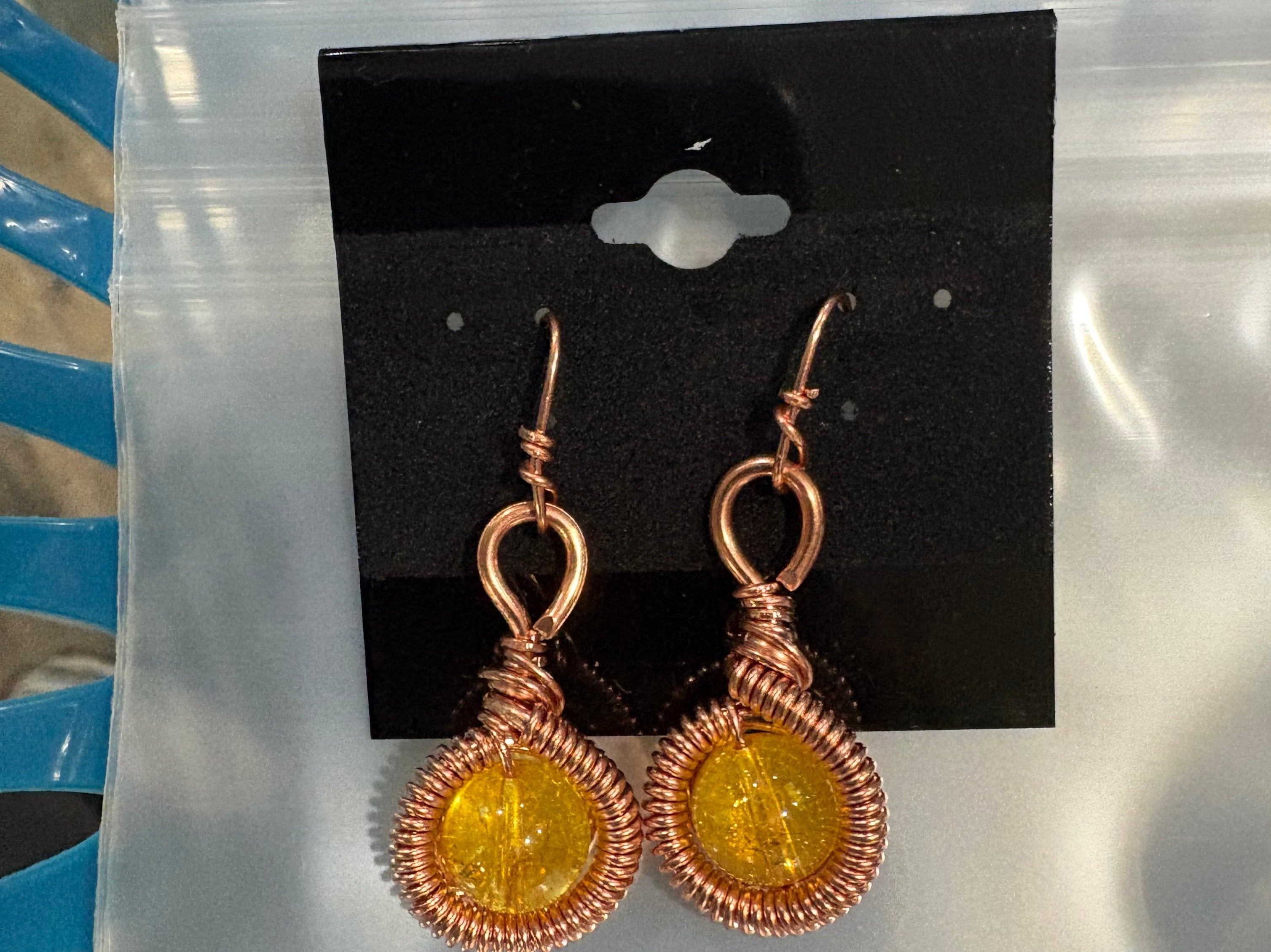 Citrine CQ Copper Earrings