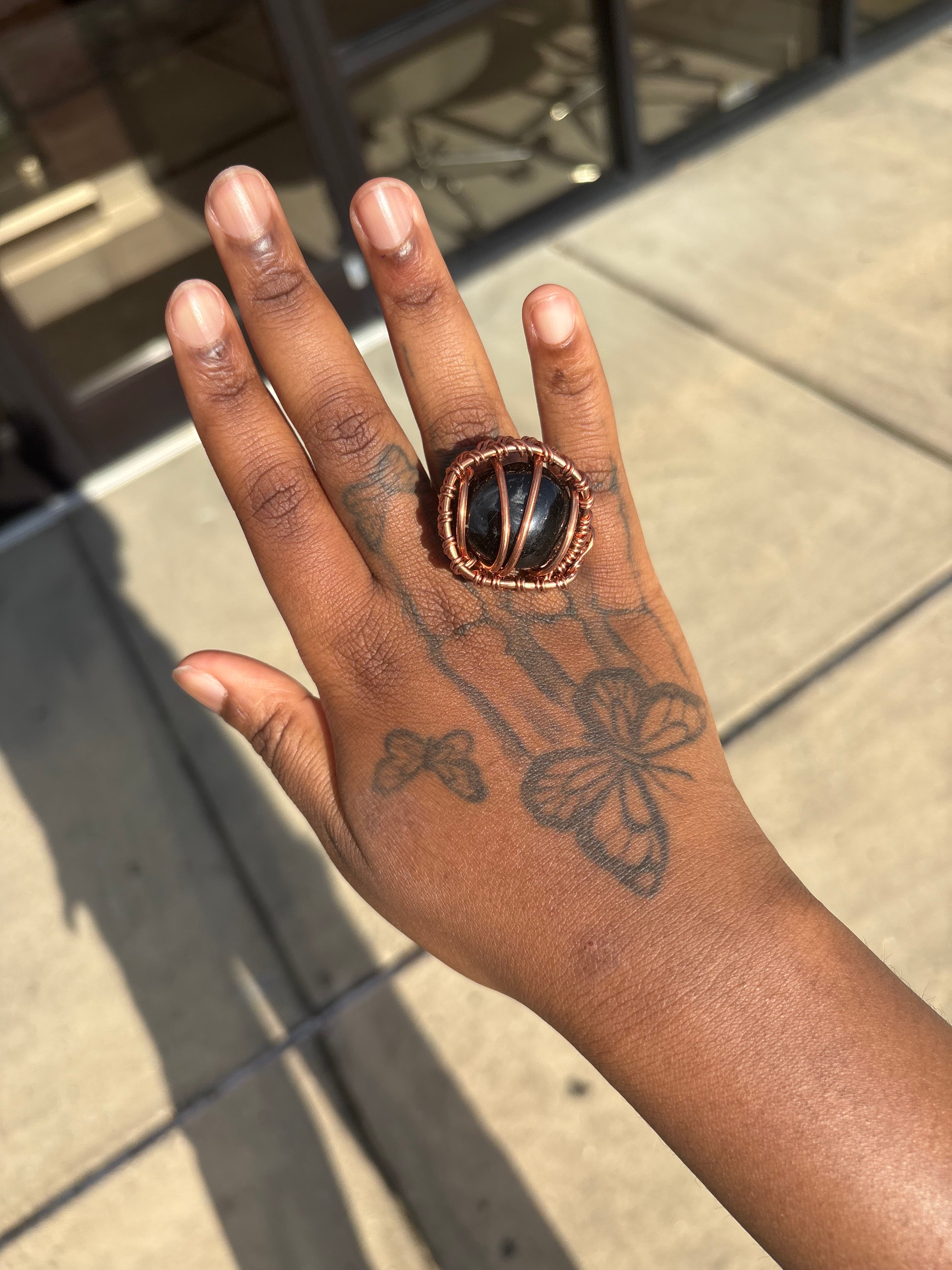 Gemstone Creativity Weave Copper Rings