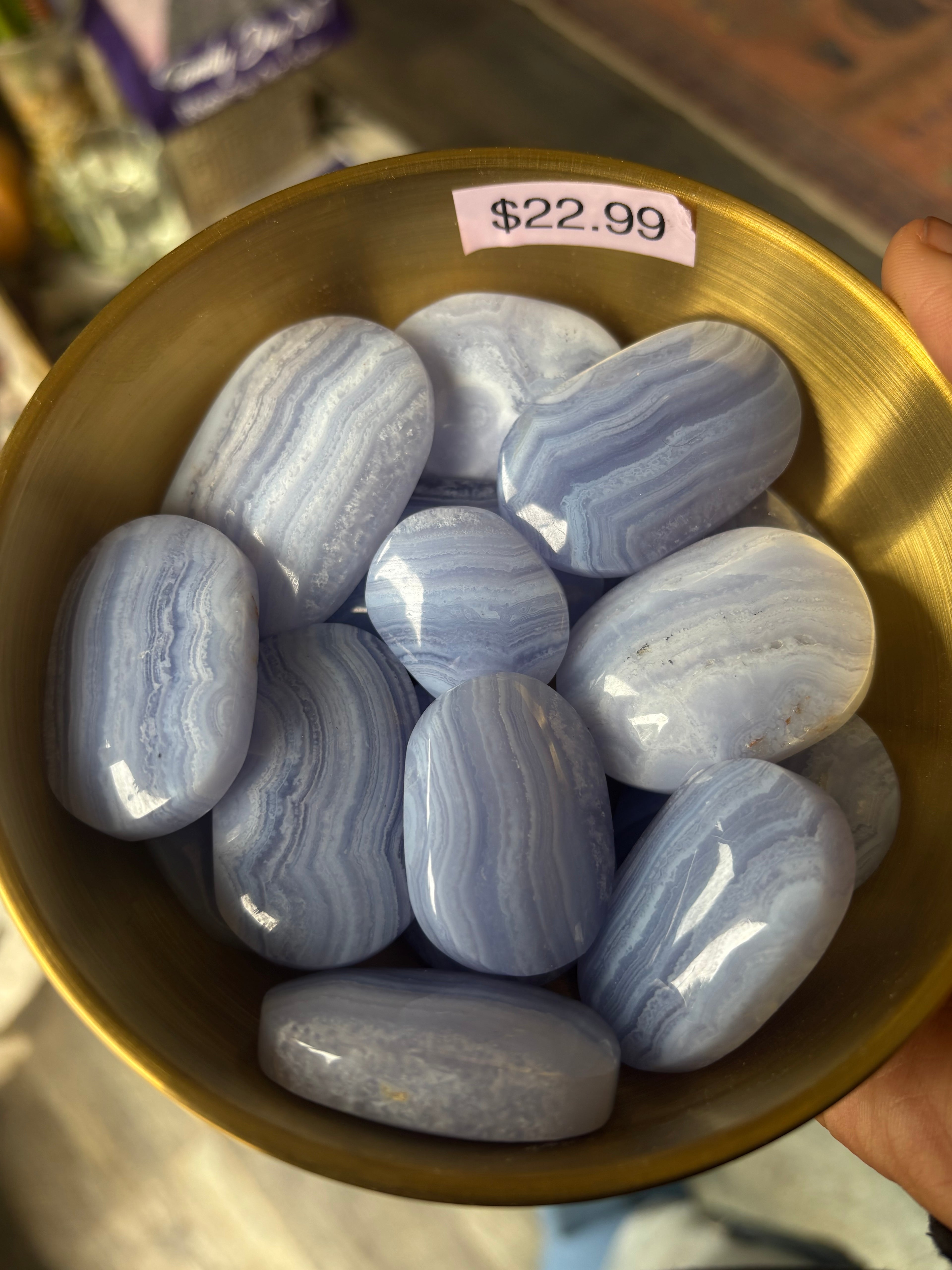 Blue Lace Agate Tumbled Stones