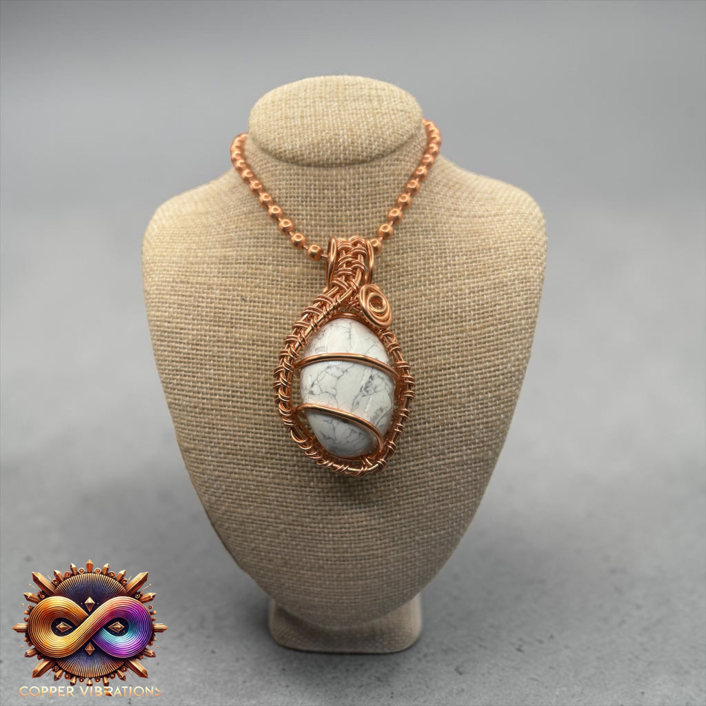 Howlite 24” Creativity Weave Copper Necklace