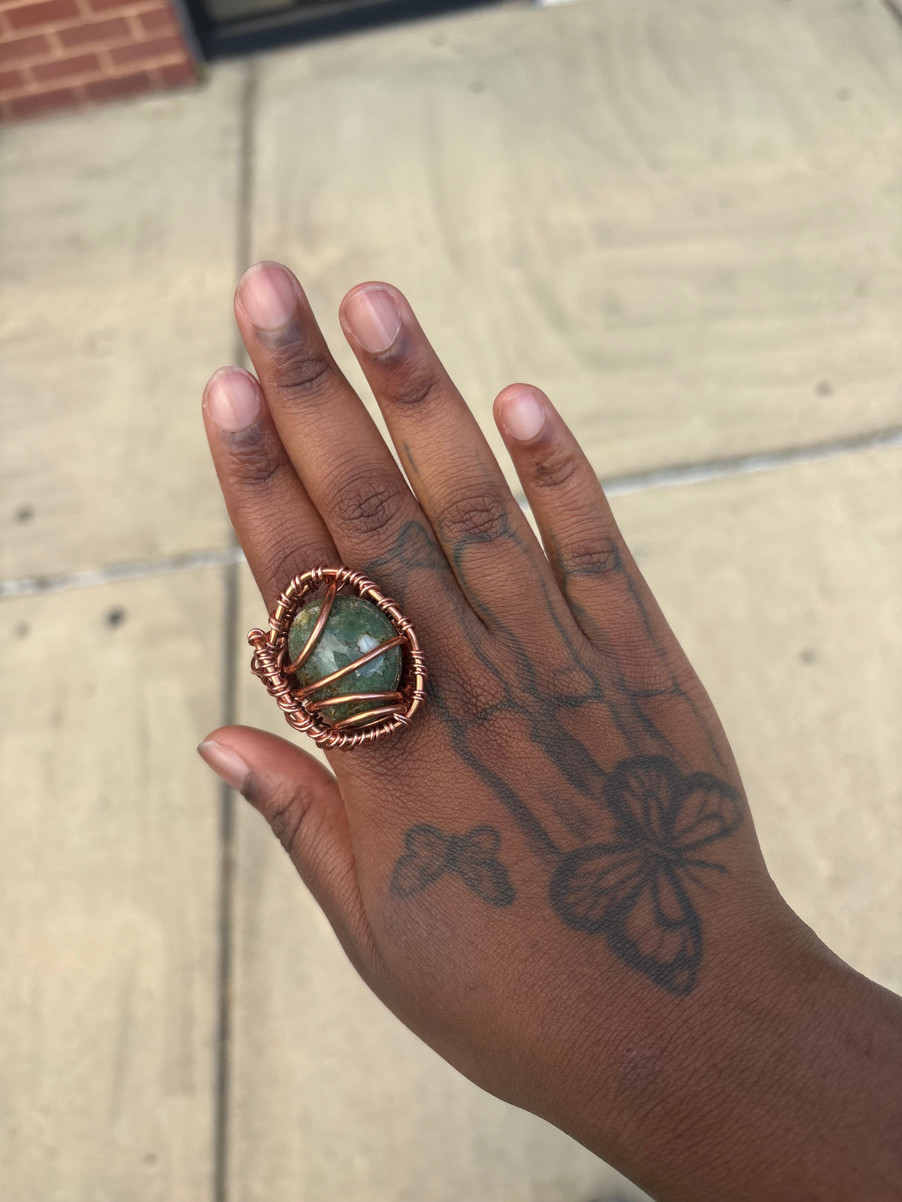 Gemstone Creativity Weave Copper Rings