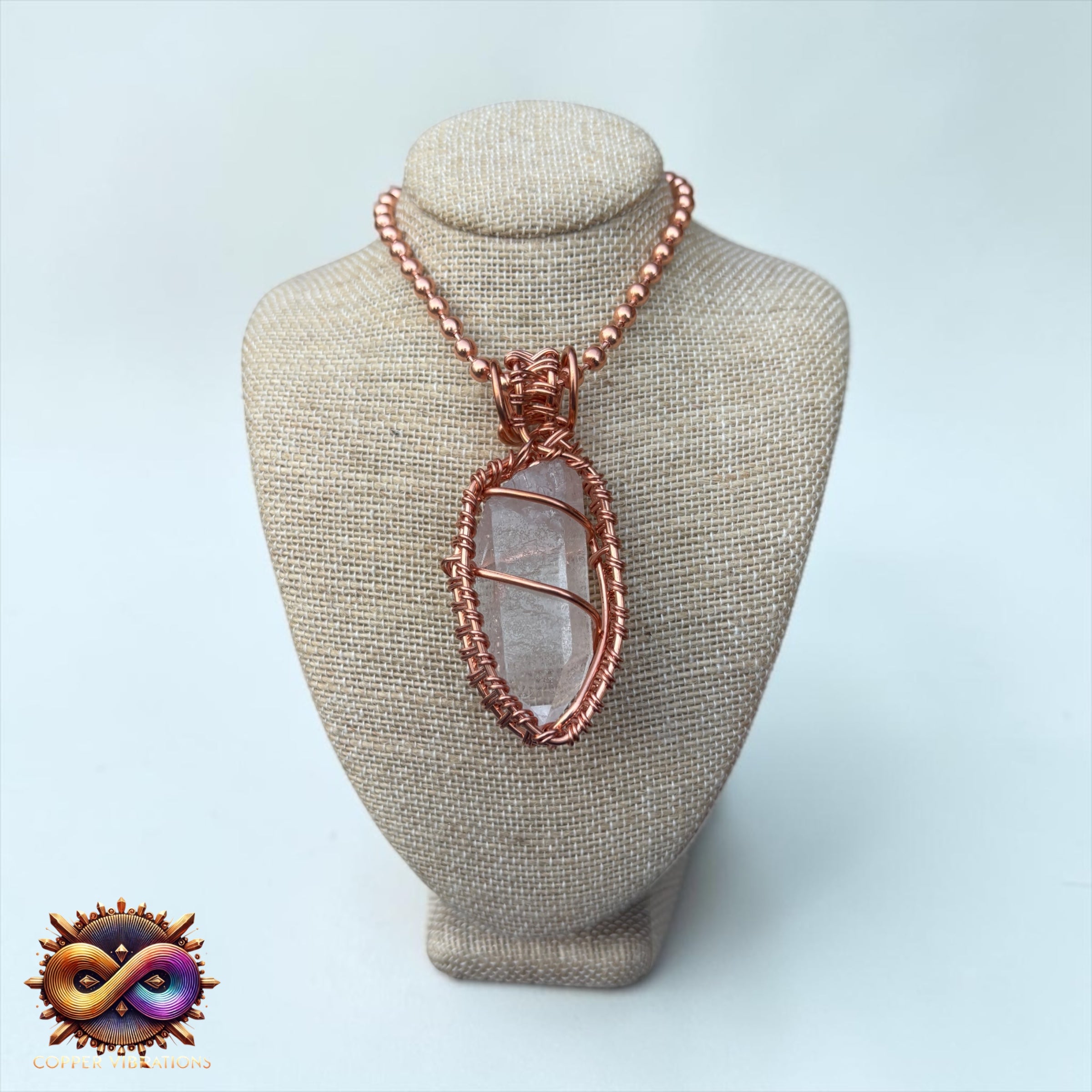RawClear Quartz Creativity Weave 24” Copper Necklace