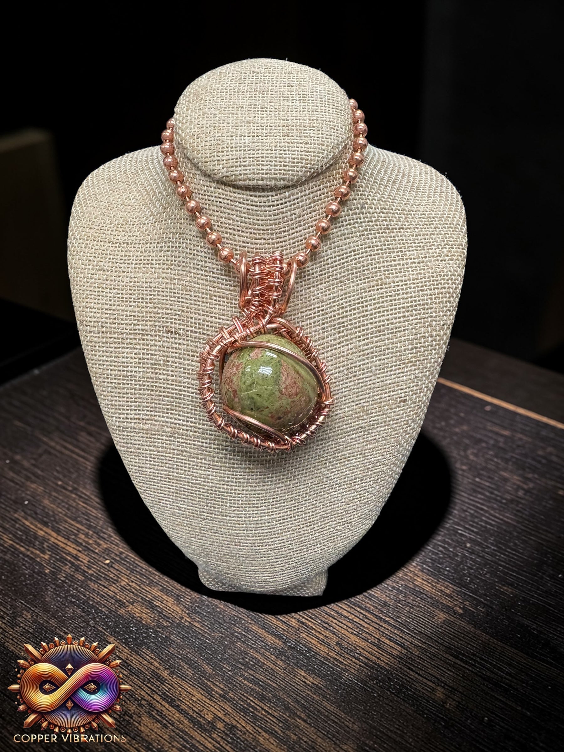 Unakite 24” Copper Necklace