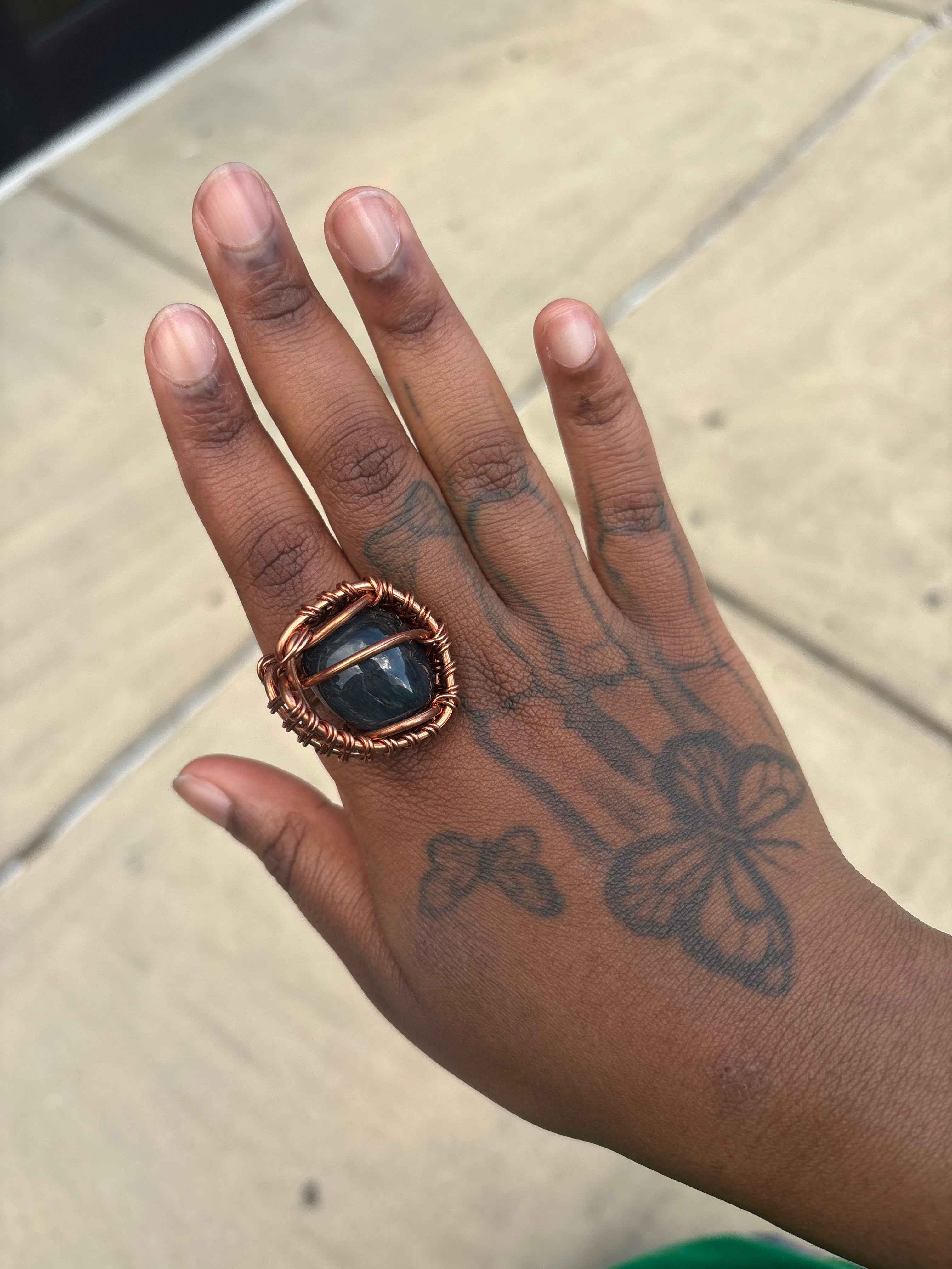 Gemstone Creativity Weave Copper Rings