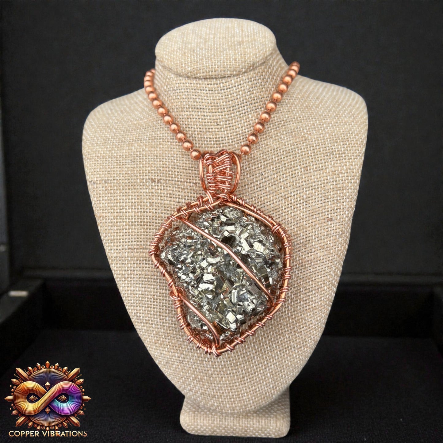 Large Chunky Pyrite 24” Copper Necklace
