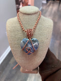 Large Afganite Heart 24” Copper Necklace