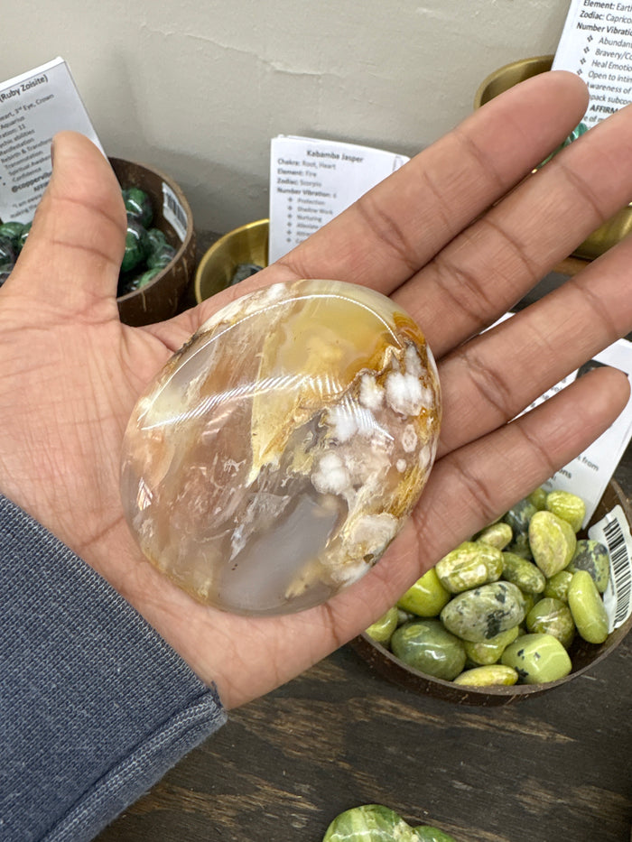 Flower Plume Agate Palm Stone