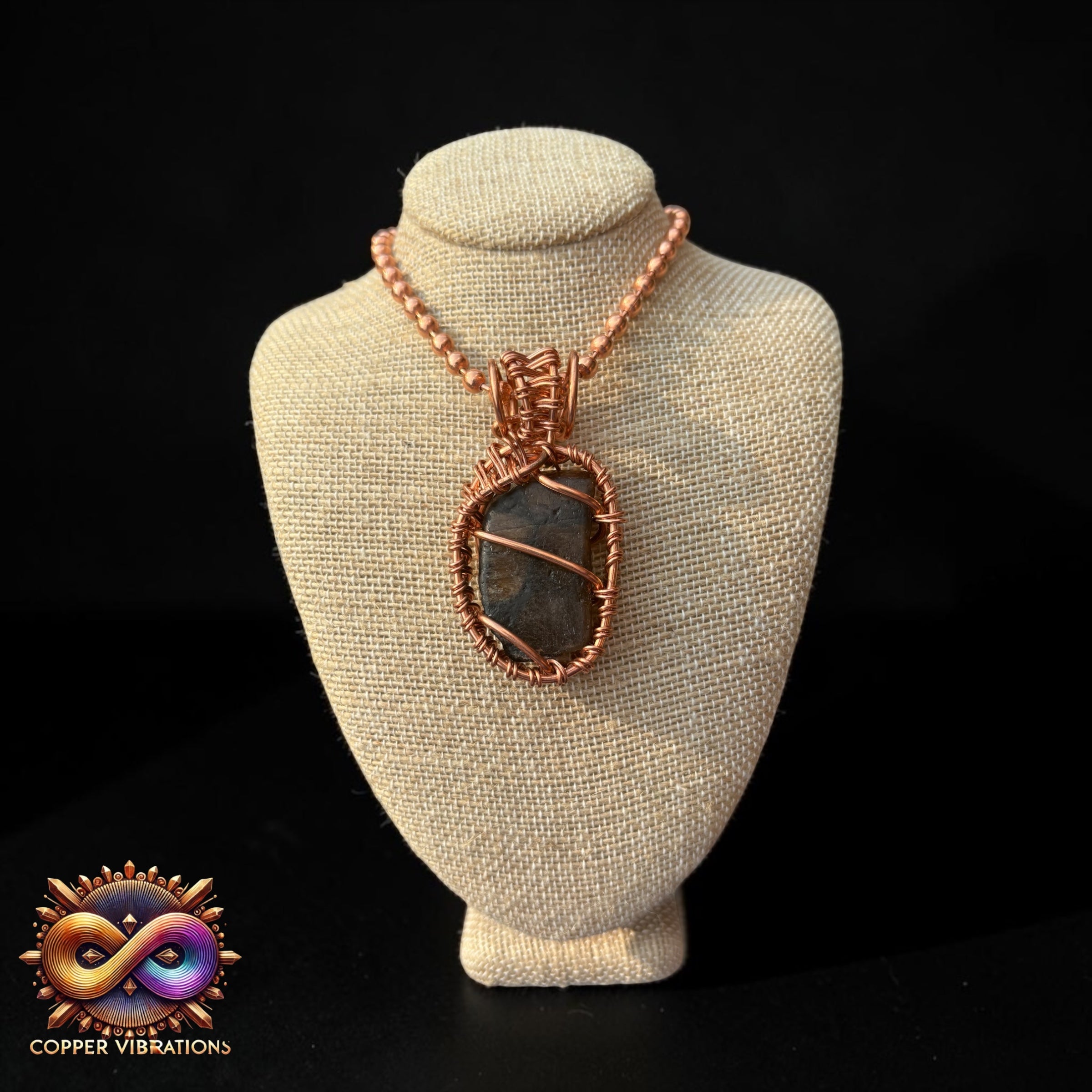 Raw Chiastolite Creativity Weave 24” Copper Necklace