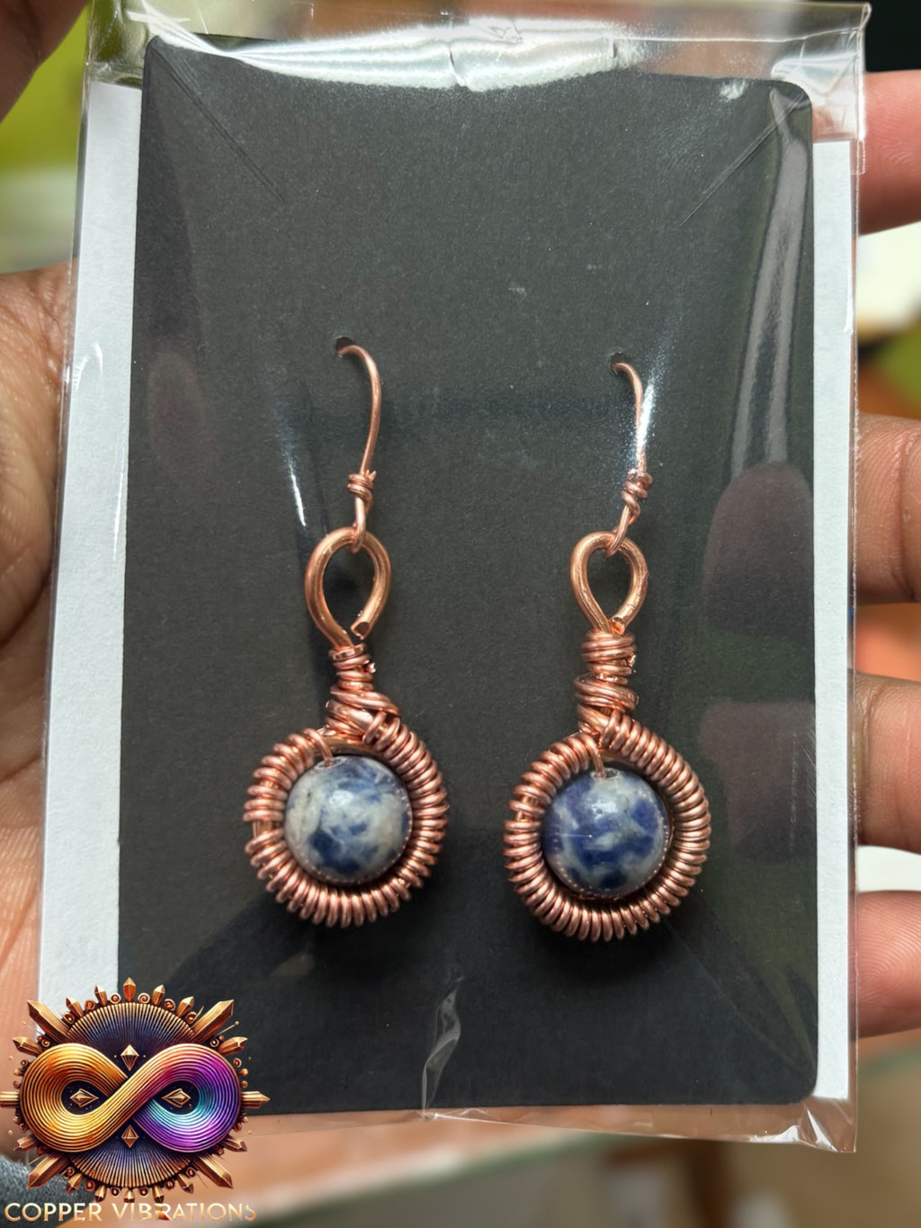 Sodalite CQ Copper Earrings