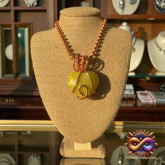 Serpentine Heart 24” Copper Necklace