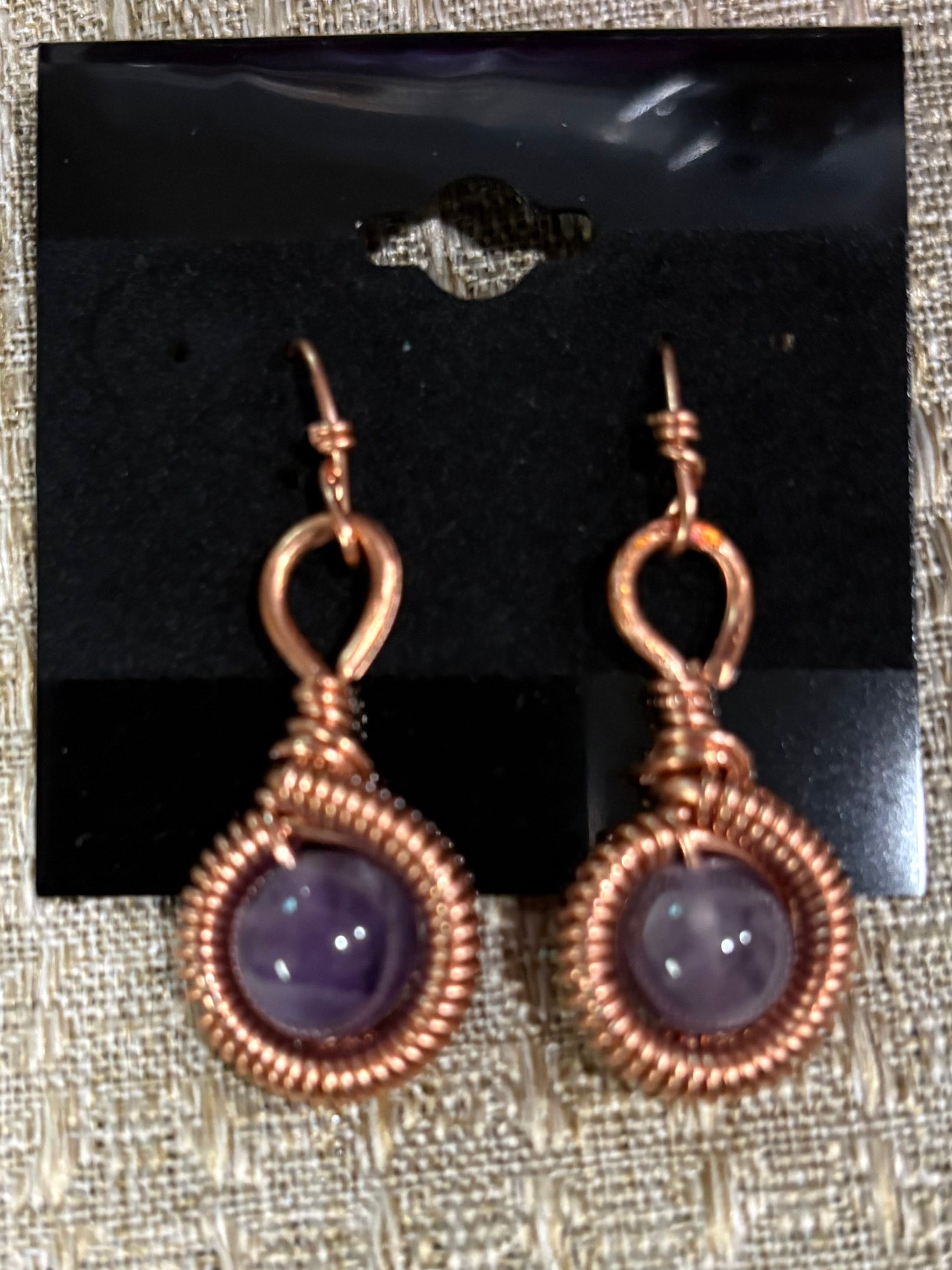Amethyst CQ Copper Earrings