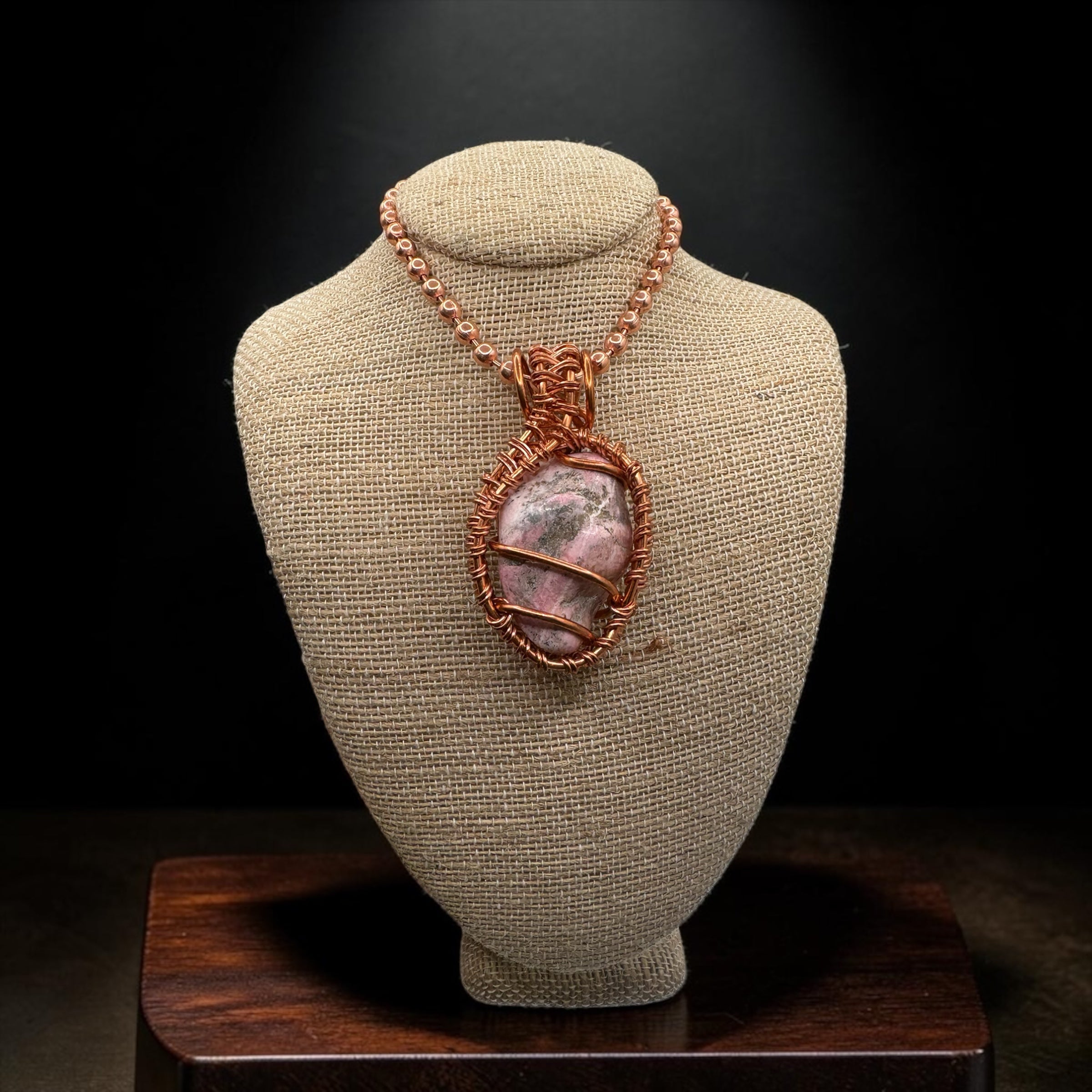 Rhodonite 24” Copper Necklace