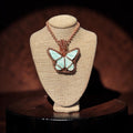 Caribbean Blue Calcite Butterfly 24” Copper Necklace