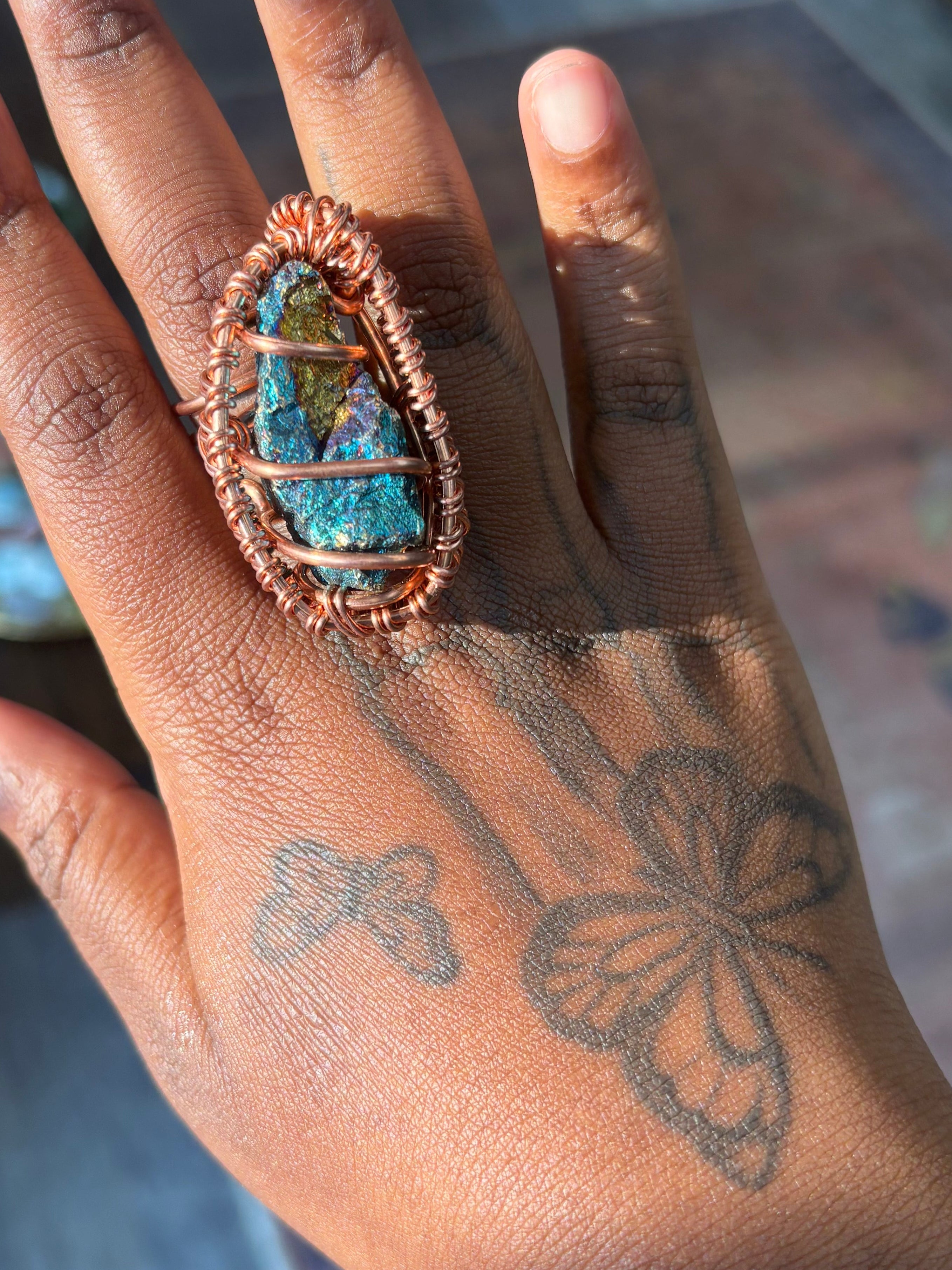 Chunky Raw Chalcopyrite Copper Ring