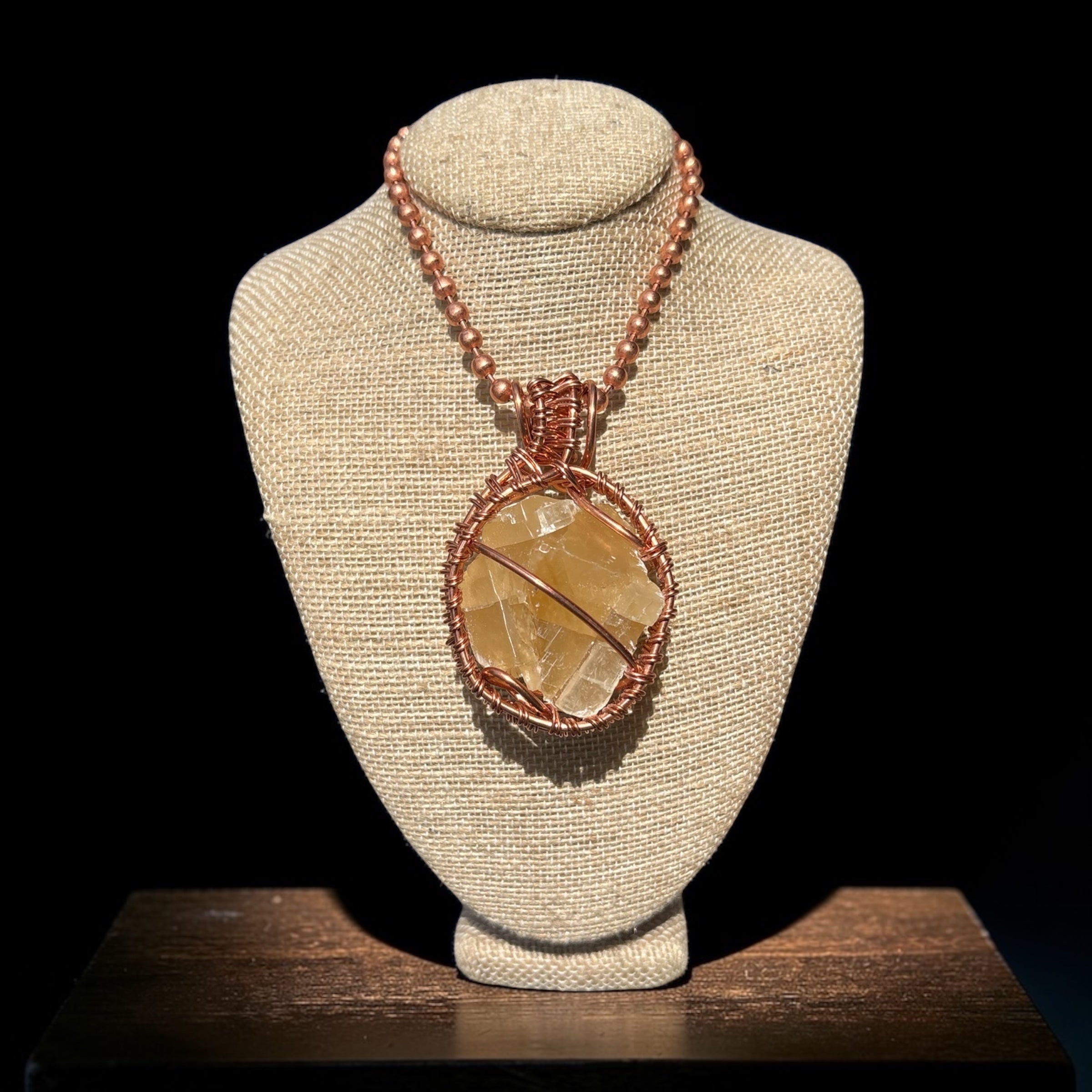 Raw Honey Calcite 24” Copper Necklace