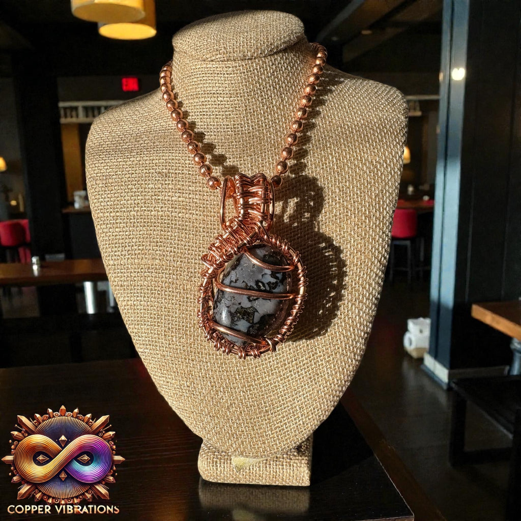 Indigo Gabbro Creativity Weave 24” Copper Necklace