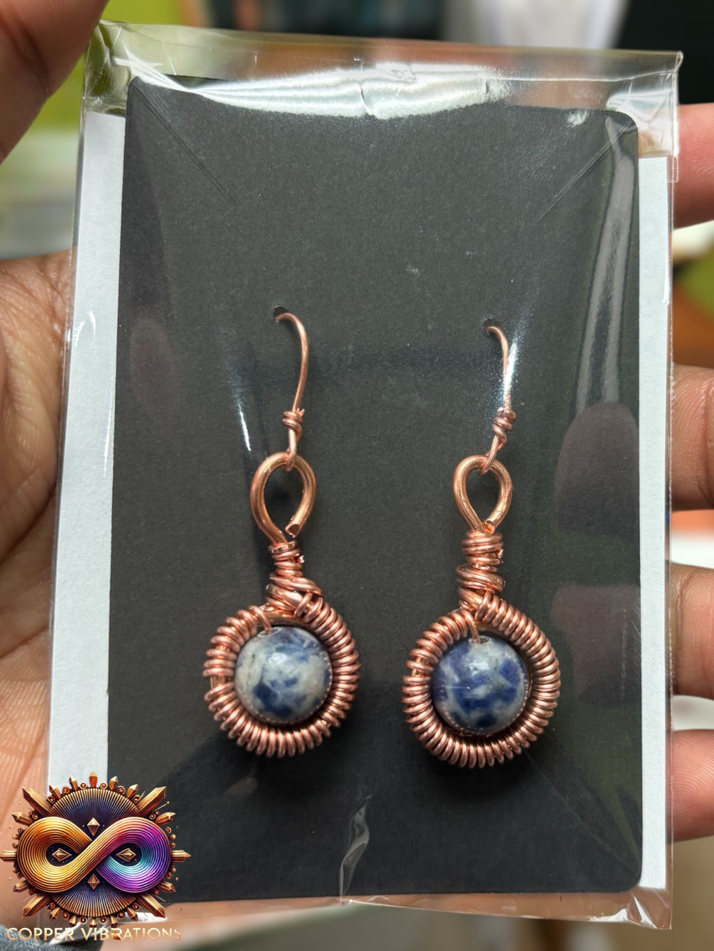 Sodalite CQ Copper Earrings