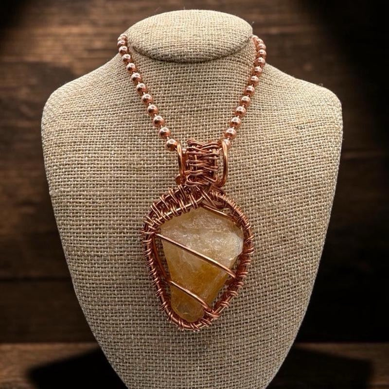 Raw Citrine 24” Copper Necklace