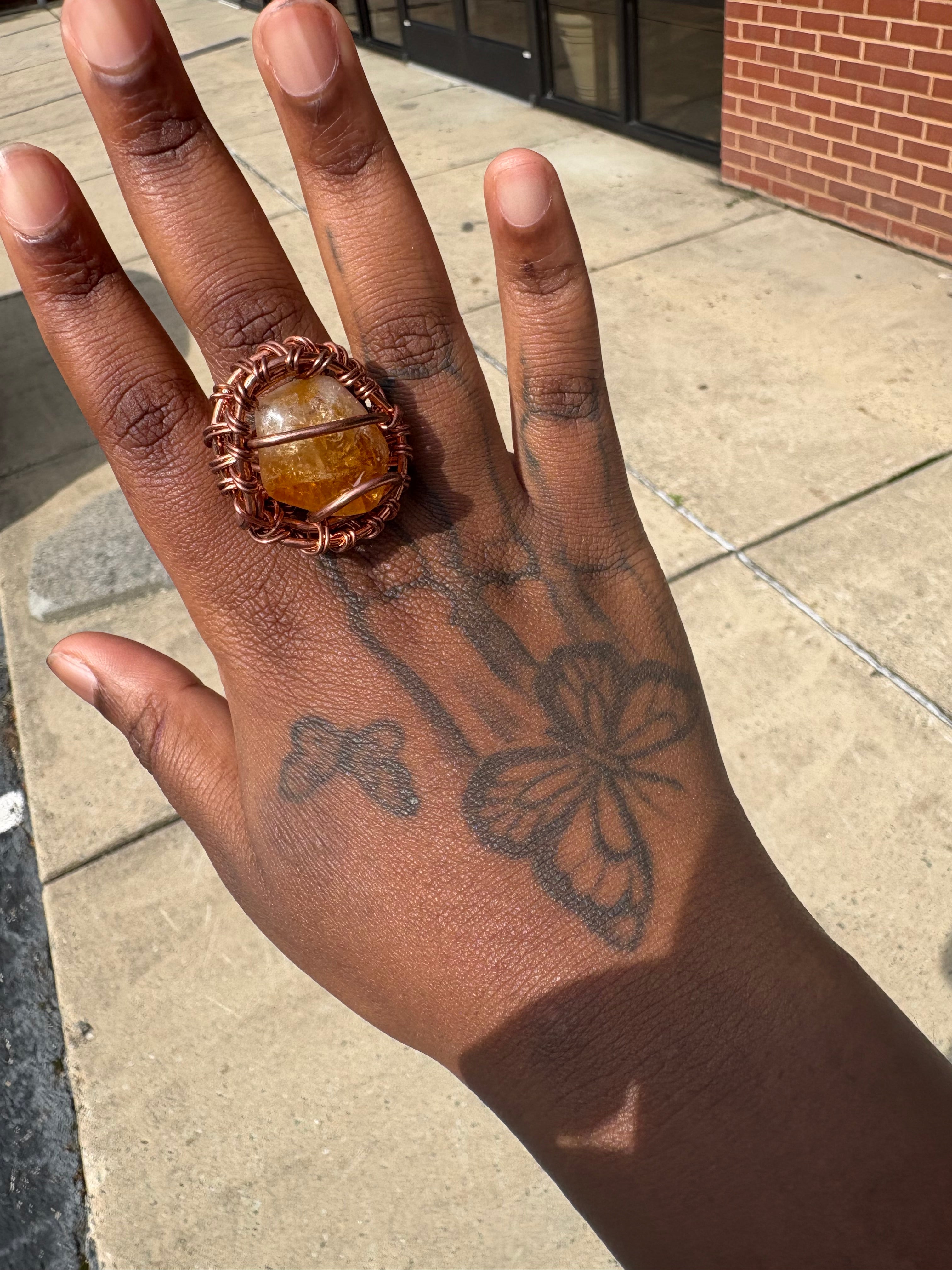 Gemstone Creativity Weave Copper Rings