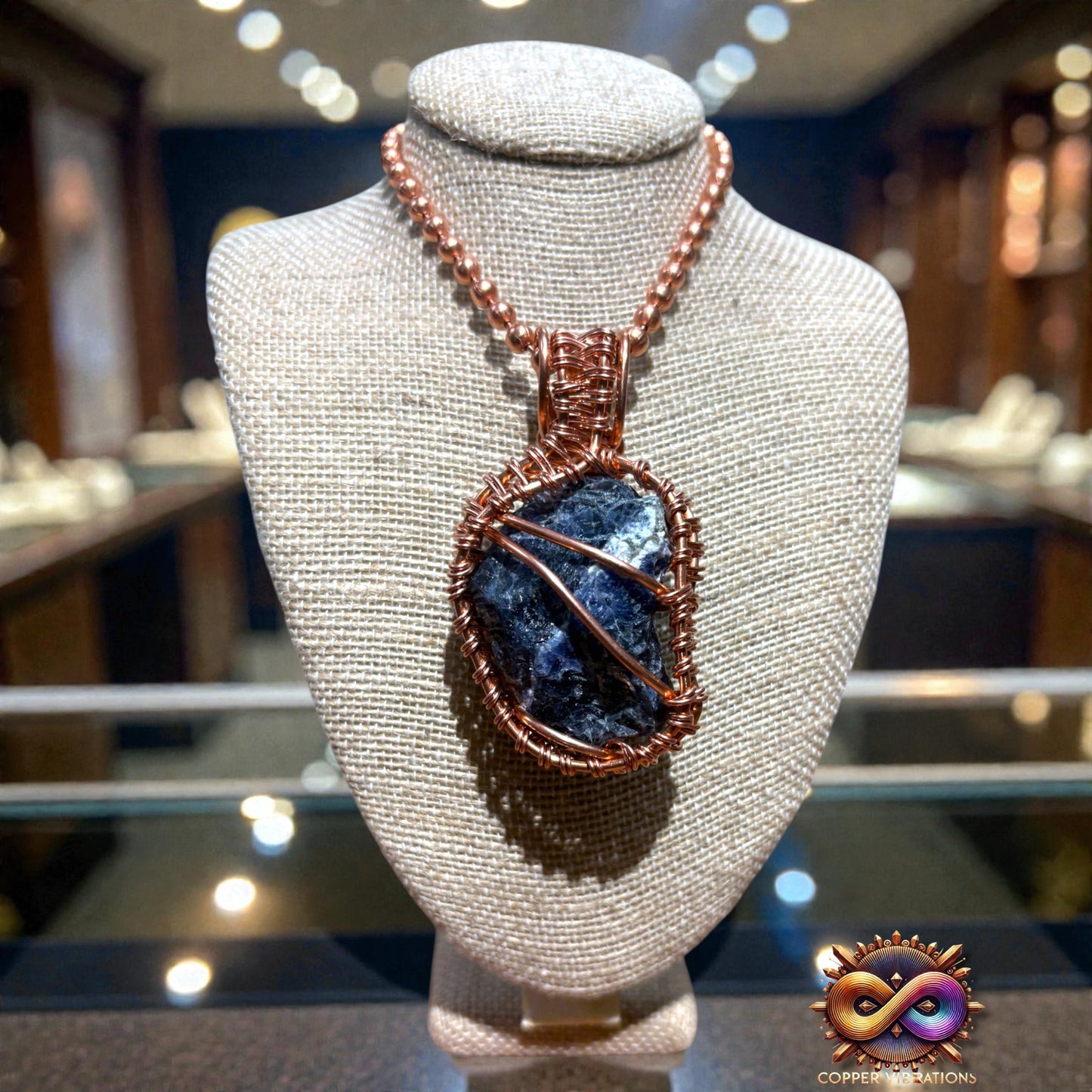 Raw Sodalite 24” Copper Necklace