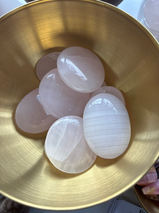 Pink Mangano Calcite Palm Stones